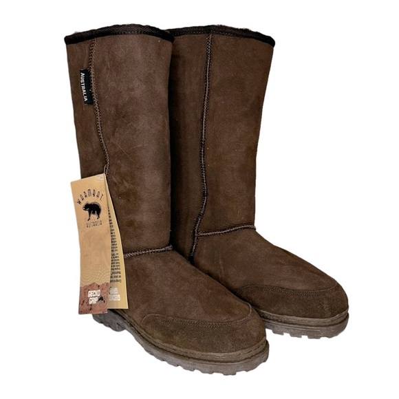 Warmbat Australia Shoes - NWT Warmbat Australia Original Merino Sheepskin tall brown boots women’s 6 rare